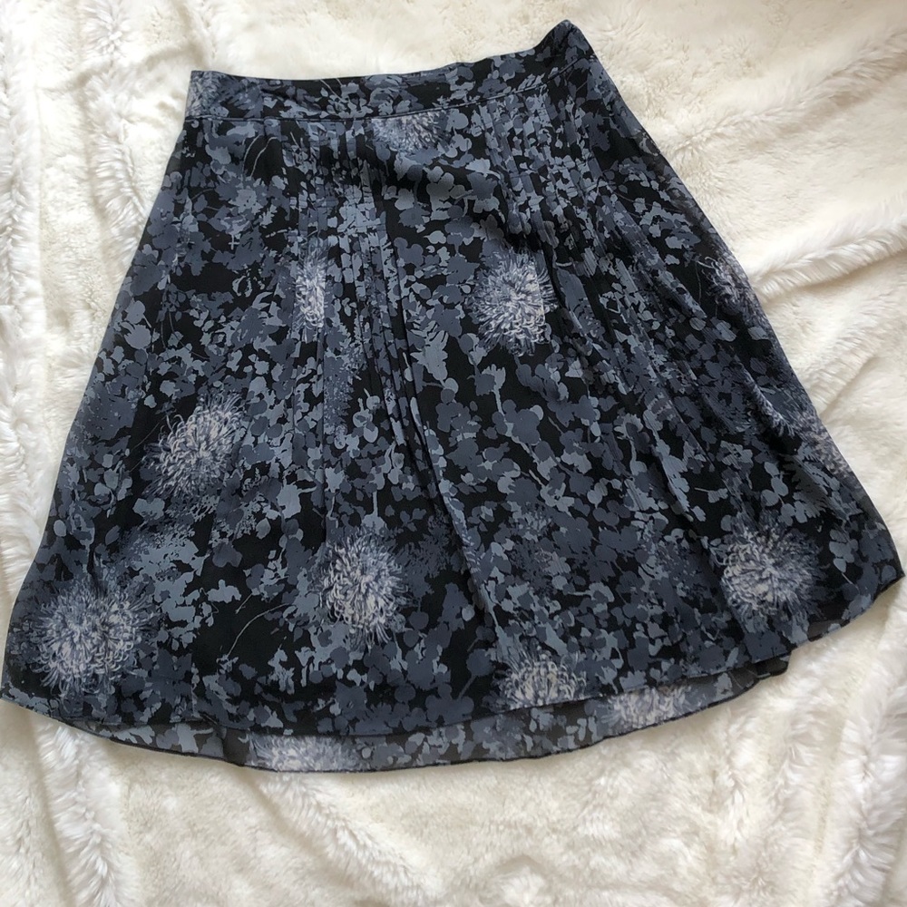 Ann Taylor Floral-Printed Pleated Skater Skirt